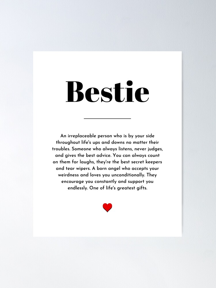 Funny Best Friend Meaning Print, Definition, Typograpy, Wall Art Gift