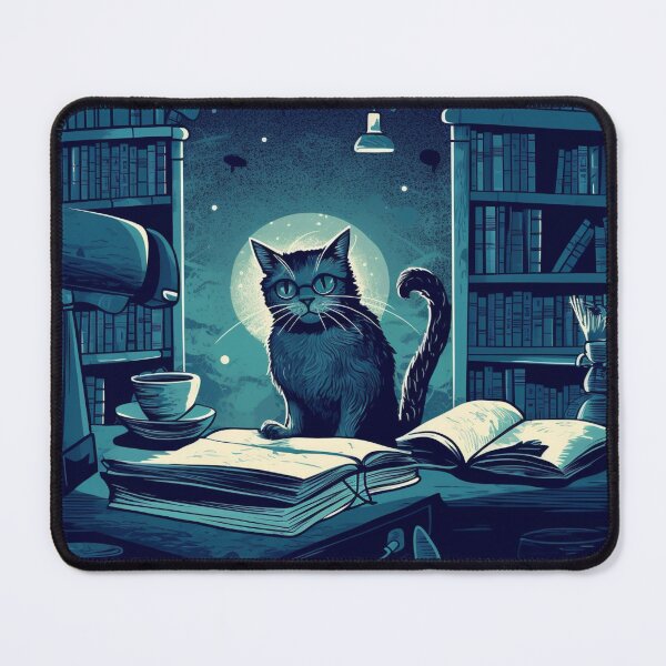 Item preview, Nerdy library cat designed and sold by LiliesValley.