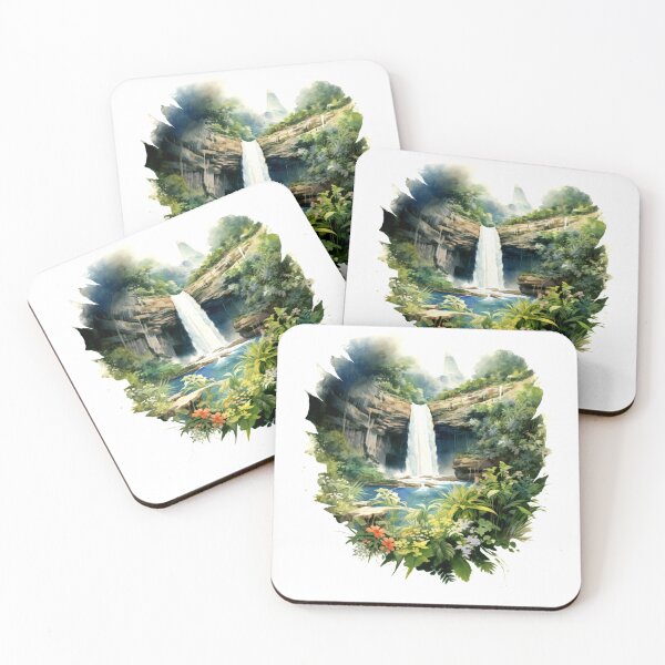 Item preview, Picturesque Waterfall Clipart, Scenic Beauty, Captivating Cascade, Breathtaking Falls, Majestic Water, Nature's Wonder, Picturesque View designed and sold by CoolorPaint.