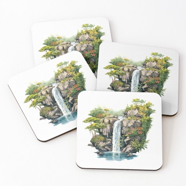 Item preview, Picturesque Waterfall Clipart, Scenic Beauty, Captivating Cascade, Breathtaking Falls, Majestic Water, Nature's Wonder, Picturesque View designed and sold by CoolorPaint.