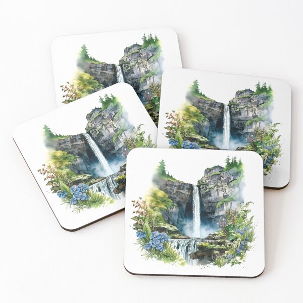Item preview, Picturesque Waterfall Clipart, Scenic Beauty, Captivating Cascade, Breathtaking Falls, Majestic Water, Nature's Wonder, Picturesque View designed and sold by CoolorPaint.