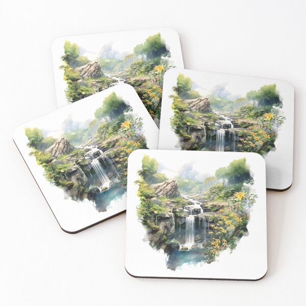 Item preview, Picturesque Waterfall Clipart, Scenic Beauty, Captivating Cascade, Breathtaking Falls, Majestic Water, Nature's Wonder, Picturesque View designed and sold by CoolorPaint.