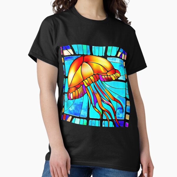 Item preview, Jellyfish Stained Glass design designed and sold by CattyCornerPOD.