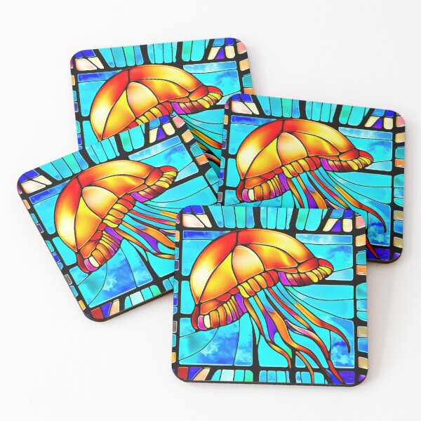 Item preview, Jellyfish Stained Glass design designed and sold by CattyCornerPOD.
