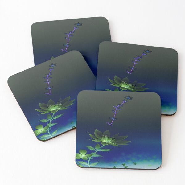Item preview, Green Flower Navy Blue Background Midnight designed and sold by deniselynnimage.