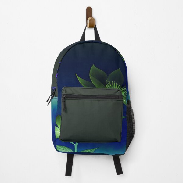 Item preview, Green Flower Navy Blue Background Midnight designed and sold by deniselynnimage.