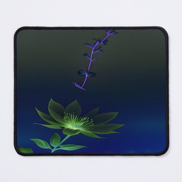 Item preview, Green Flower Navy Blue Background Midnight designed and sold by deniselynnimage.