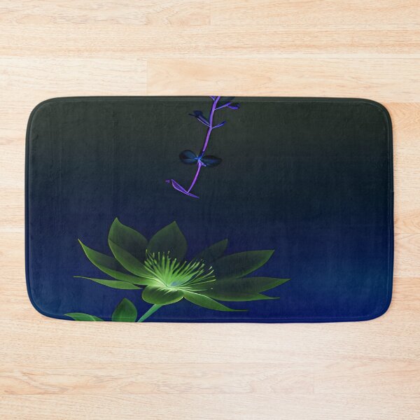 Item preview, Green Flower Navy Blue Background Midnight designed and sold by deniselynnimage.
