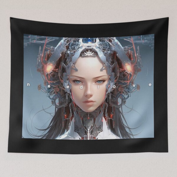 Item preview, Love in the Cyberpunk Era: Embracing the Cyborg Woman's Heart designed and sold by RIAiCreations.