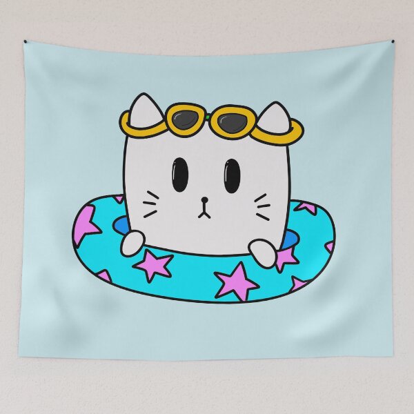 Item preview, Summer cat friend - grey/white designed and sold by ScrimblyStudios.