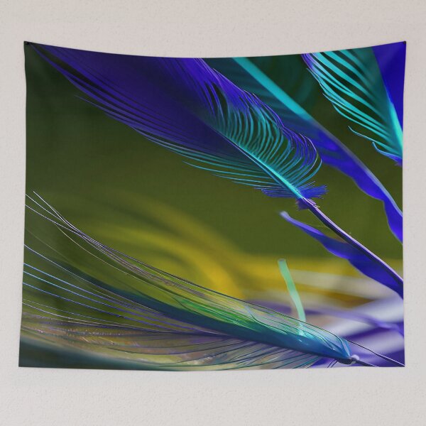 Item preview, Feathers Navy Blue with Yellow Sunset designed and sold by deniselynnimage.