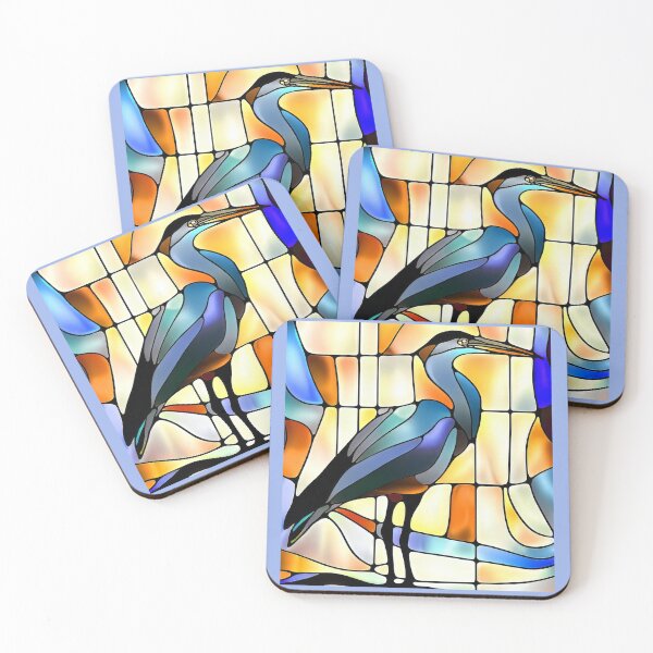 Artikelvorschau, Blauer Reiher Buntglas-Design entworfen und verkauft von CattyCornerPOD.