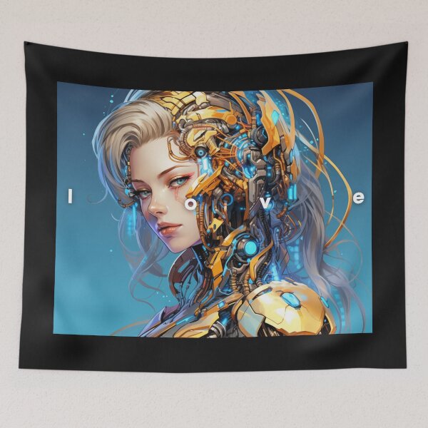 Item preview, Cyberpunk Cyborg Woman: Embracing Technological Evolution designed and sold by RIAiCreations.