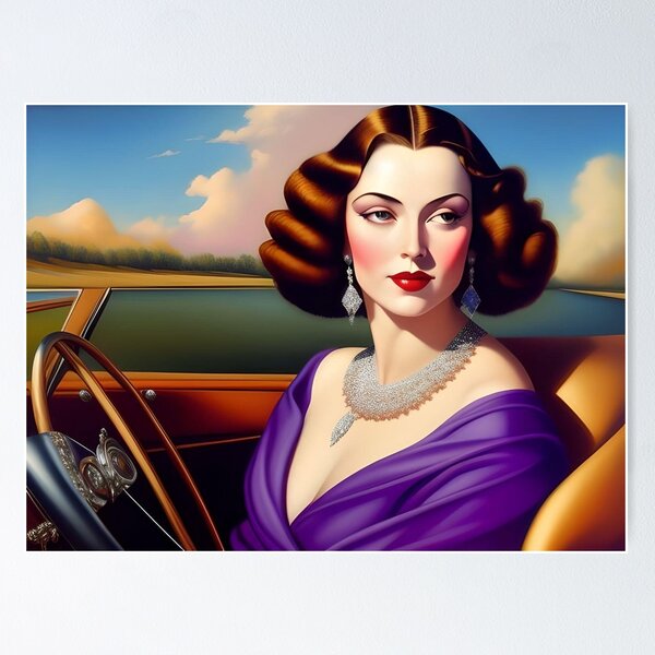 Item preview, "The girl with two different color eyes," Jazz Age art deco female still life roaring twenties portrait painting designed and sold by Jéanpaul  Ferro.
