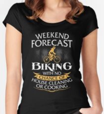 Weekend Forecast Biking With No Chance Of House Cleaning Or Cooking Women's Fitted Scoop T-Shirt