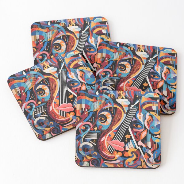 Item preview, Vibrant Artistic Painting Fusion of Bold Graphic Prints and Intricate Musical Motifs designed and sold by ColorXpo.