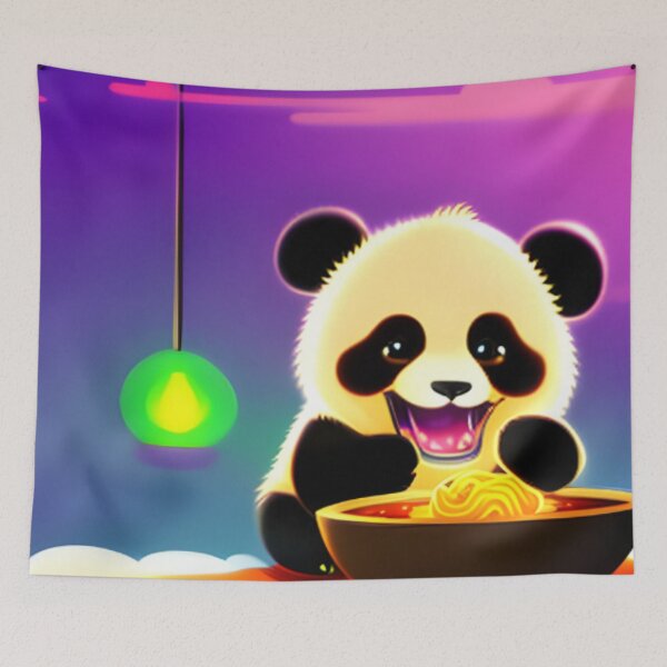 Item preview, Psychedelic Colorful Panda Eating Ramen designed and sold by OfficeDoodler.