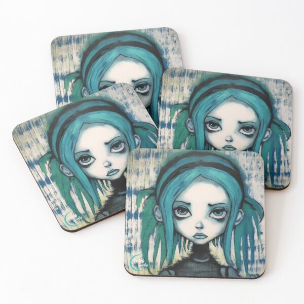 Item preview, Luna, chica emo gótica con cabello y ojos verde azulado turquesa designed and sold by StarshineCG.