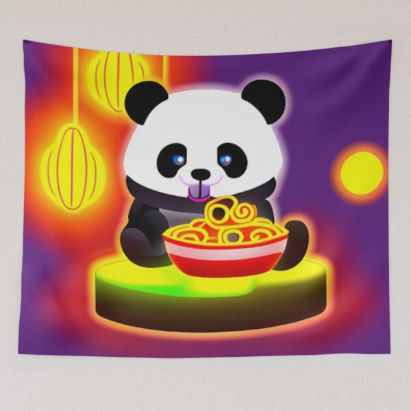Item preview, Cute panda eating a bowl of noodles designed and sold by OfficeDoodler.
