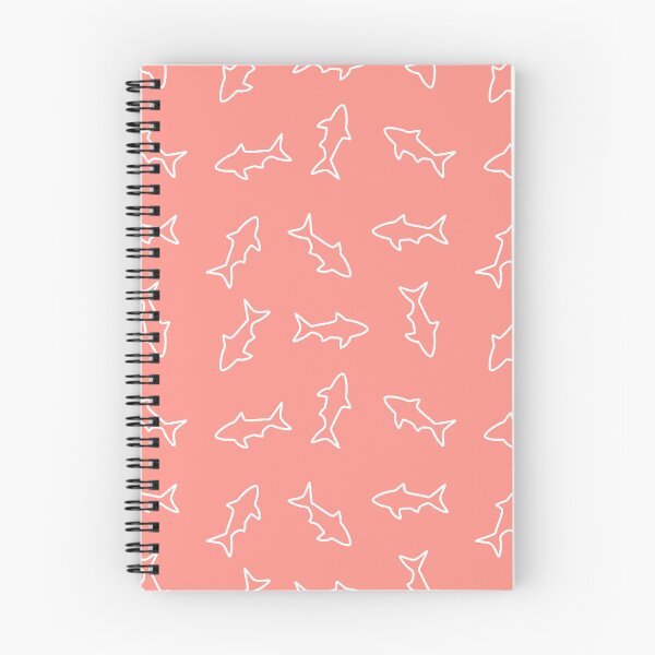 Item preview, Shark outlines in white on salmon pink designed and sold by Quick Brown Fox Canada.