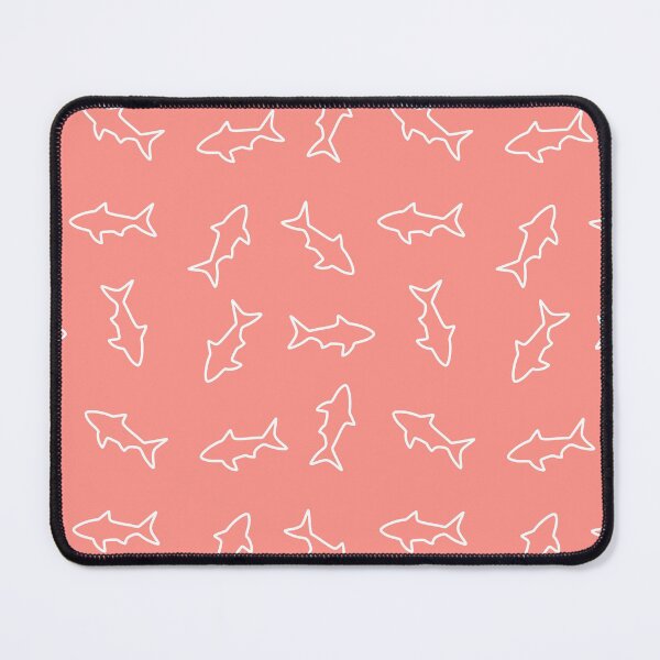 Item preview, Shark outlines in white on salmon pink designed and sold by Quick Brown Fox Canada.