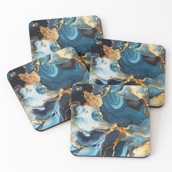 Item preview, Blue and Gold Spilled Paint Pattern - Liquid Blue Gold designed and sold by dreamingbliss.