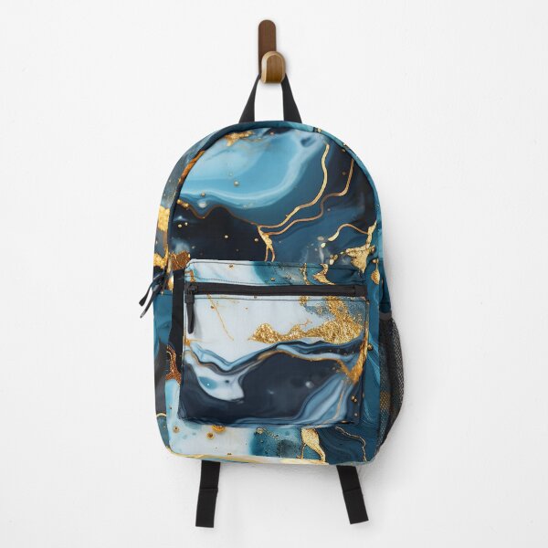 Item preview, Blue and Gold Spilled Paint Pattern - Liquid Blue Gold designed and sold by dreamingbliss.