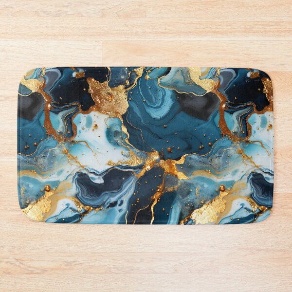 Item preview, Blue and Gold Spilled Paint Pattern - Liquid Blue Gold designed and sold by dreamingbliss.