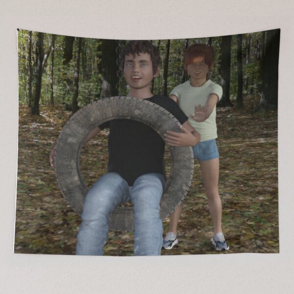 Item preview, 3D Kids Playing with Tire Swing in the Forest designed and sold by KDStout.