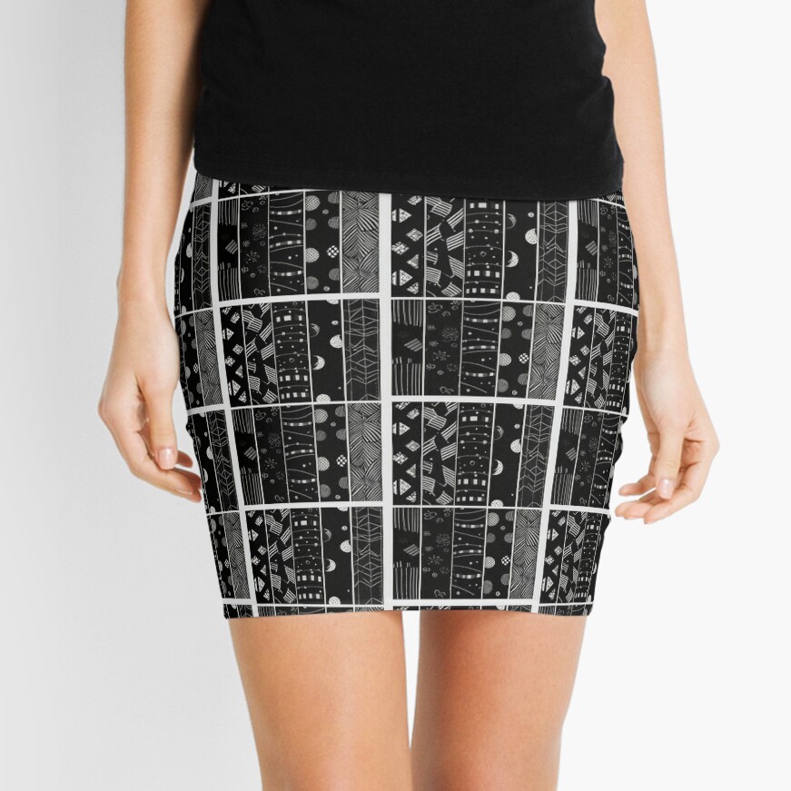 Washi Tape Black and white design Mini Skirt for Sale by mariaflaviane