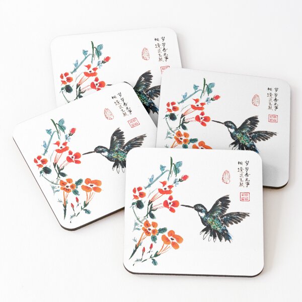 Item preview, Hummingbird and Morning Glory Chinese Painting designed and sold by joannahliu.