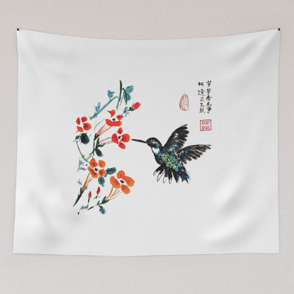 Item preview, Hummingbird and Morning Glory Chinese Painting designed and sold by joannahliu.