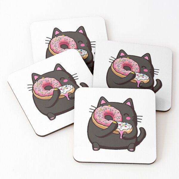 Item preview, Kawaii Cat Eating Donut designed and sold by khachiche.