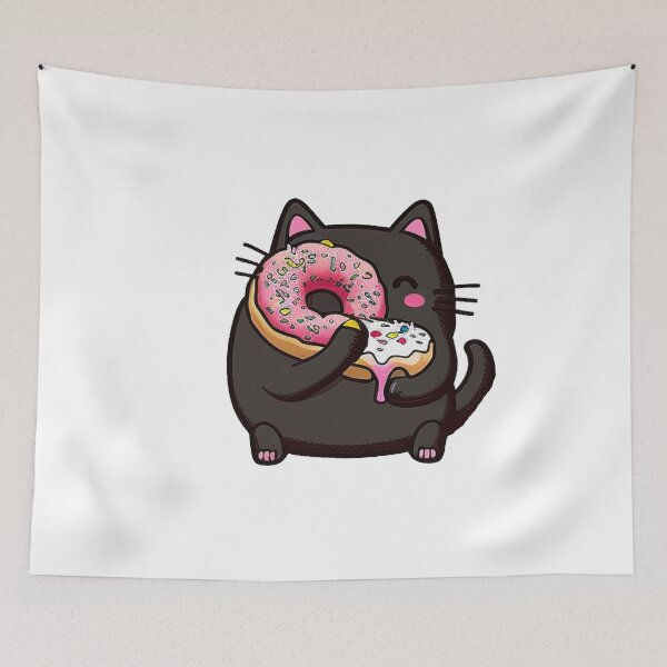Item preview, Kawaii Cat Eating Donut designed and sold by khachiche.