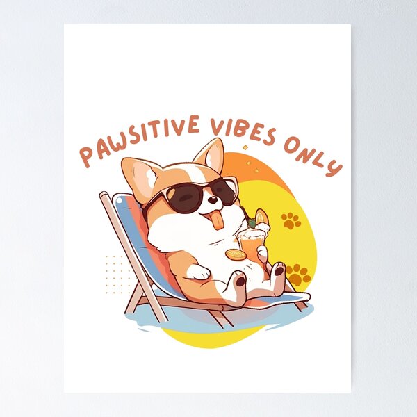 Aperçu de l'œuvre T-shirt mignon de Corgi Pawsitive Vibes seulement pour le cadeau d'amant de Corgi de maman de chien pour l'amant de chien pour le papa de Corgi T-shirt positif drôle d'animal familier créée et vendue par DaddyIssues-.