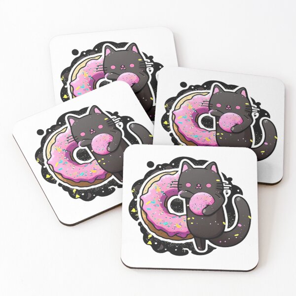 Item preview, Kawaii Cat Eating Donut designed and sold by khachiche.