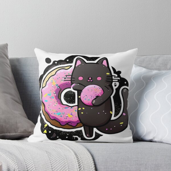 Item preview, Kawaii Cat Eating Donut designed and sold by khachiche.