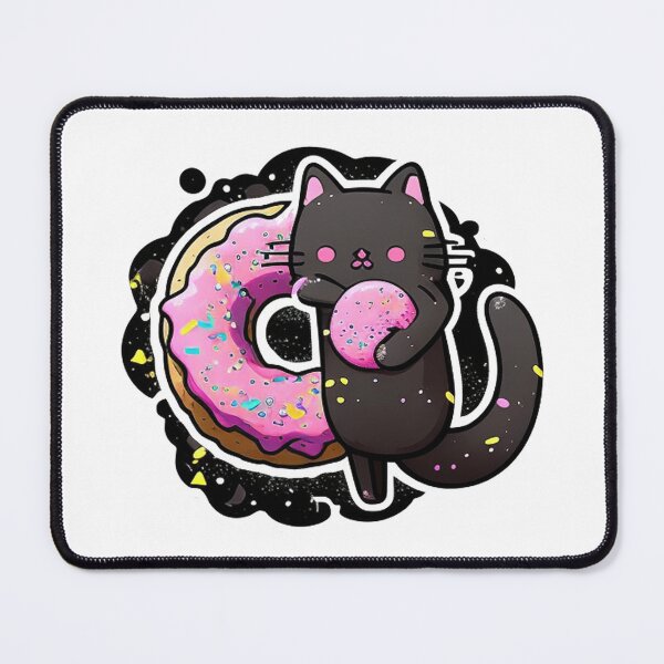 Item preview, Kawaii Cat Eating Donut designed and sold by khachiche.