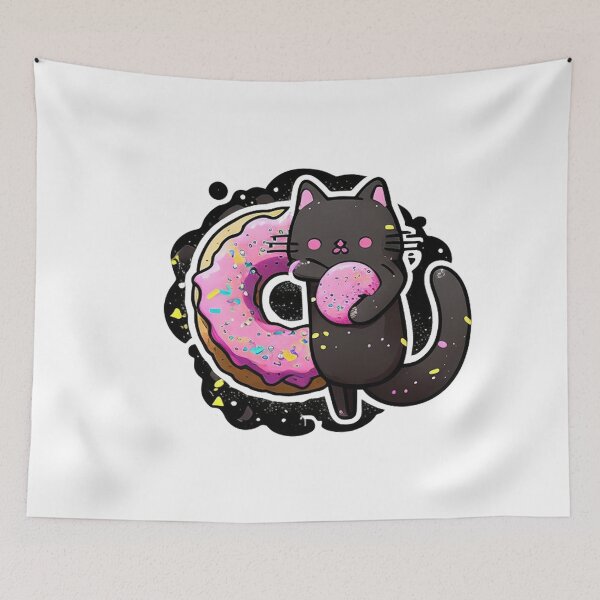 Item preview, Kawaii Cat Eating Donut designed and sold by khachiche.
