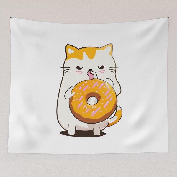 Item preview, Cute Orange Cat Eating Donut designed and sold by khachiche.