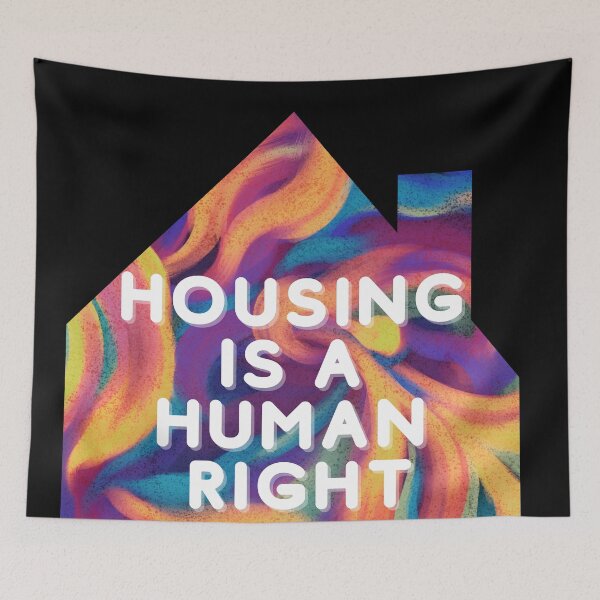 Item preview, "Housing is a Human Right" House Abstract Background designed and sold by Write-to-Rebel.