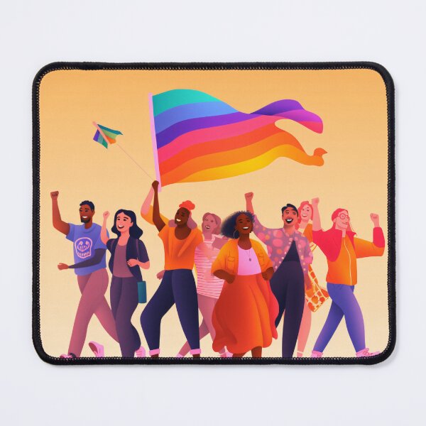Item preview, depicting a diverse group of LGBTQ+ activists standing together, raising their voices, and advocating for equality and social justice with a powerful and impactful art style (#3) designed and sold by diverseme.