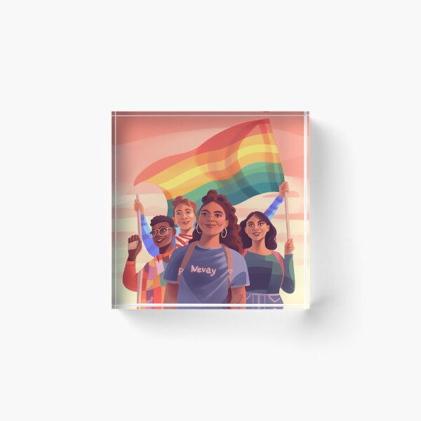Item preview, depicting a diverse group of LGBTQ+ activists standing together, raising their voices, and advocating for equality and social justice with a powerful and impactful art style (#3) designed and sold by diverseme.