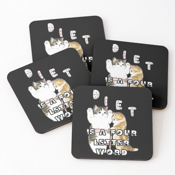 Item preview, Diet is a four letter word: Funny super cute kitties one measuring the other with a tape measure designed and sold by JoyOfHopeStore.