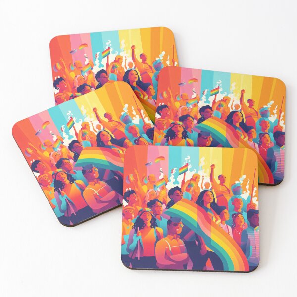 Item preview, depicting a diverse group of LGBTQ+ activists standing together, raising their voices, and advocating for equality and social justice with a powerful and impactful art style (#4) designed and sold by diverseme.