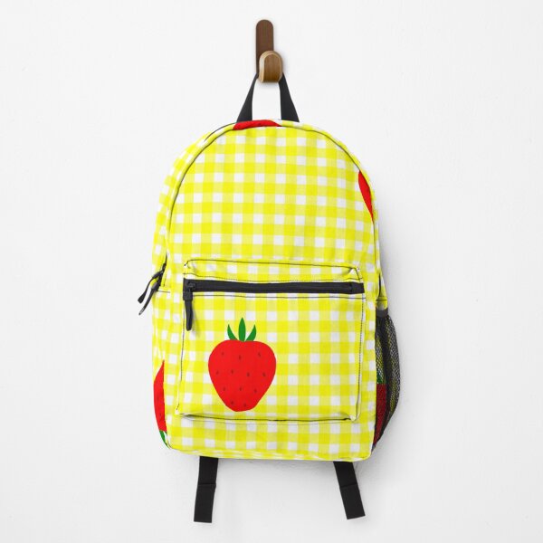 Item preview, cottagecore strawberry yellow gingham designed and sold by Gossip Rag.