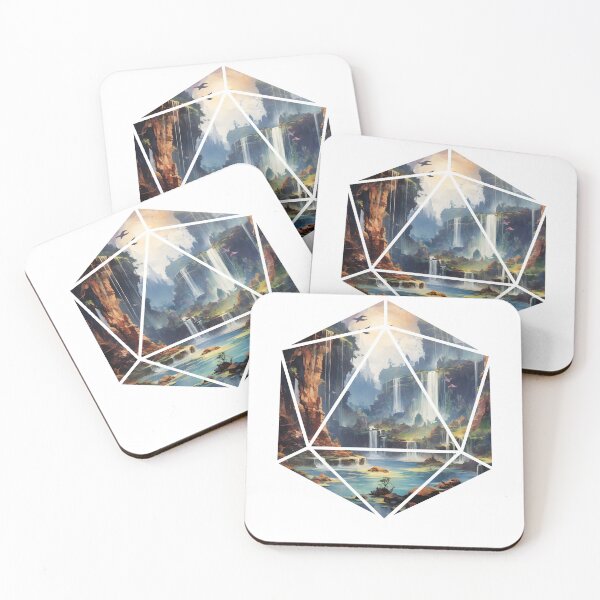 Item preview, A Whole World Inside The Dice | Fantasy Landscape Waterfalls designed and sold by AdventurerPack.