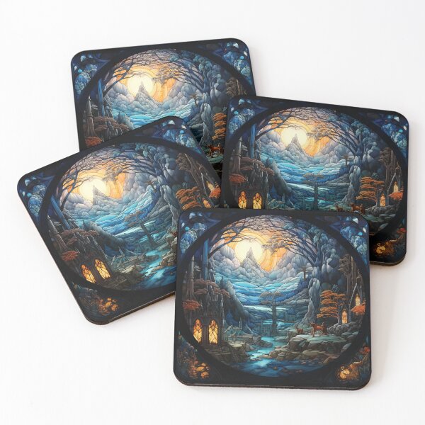 Item preview, Mythical River Dell Stain Glass Square  designed and sold by bfwilson.