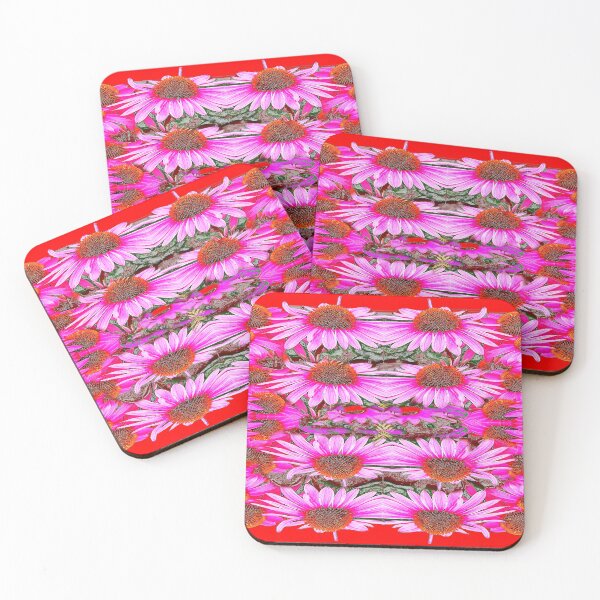 Item preview, PINK CONE FLOWERS GARDEN FLORAL RED COLOR PATTERN ART designed and sold by sharlesart.