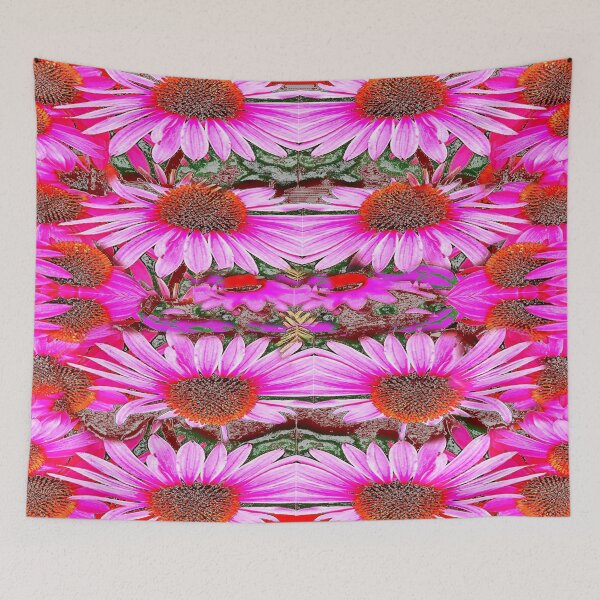 Item preview, PINK CONE FLOWERS GARDEN FLORAL RED COLOR PATTERN ART designed and sold by sharlesart.